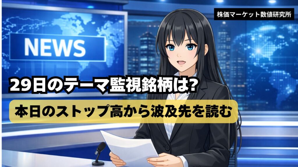 明日のテーマ監視銘柄｜今日のストップ高から、まだ動ききっていない波及先を読む